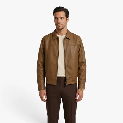 Oren Men's Jacket | Premium Leather, Classic Turn-Up Collar 1