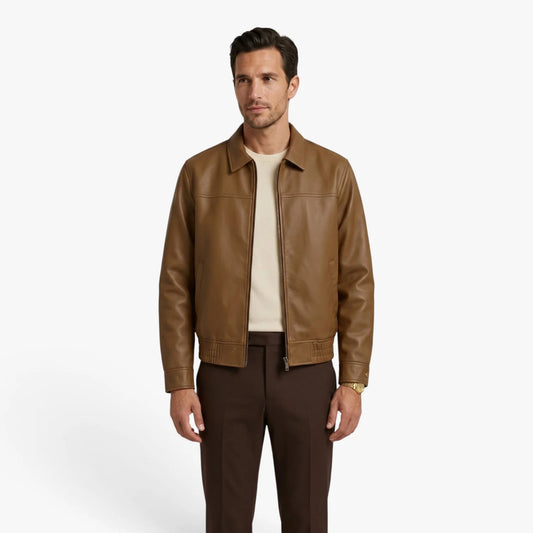 Oren Men's Jacket | Premium Leather, Classic Turn-Up Collar 1