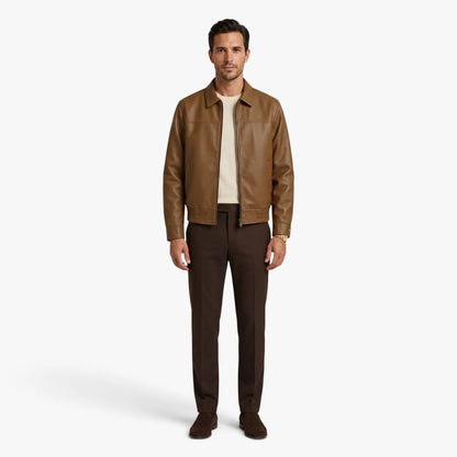 Oren Men's Jacket | Premium Leather, Classic Turn-Up Collar 2