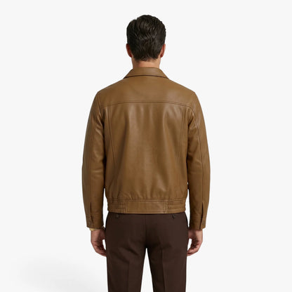 Oren Men's Jacket | Premium Leather, Classic Turn-Up Collar 3
