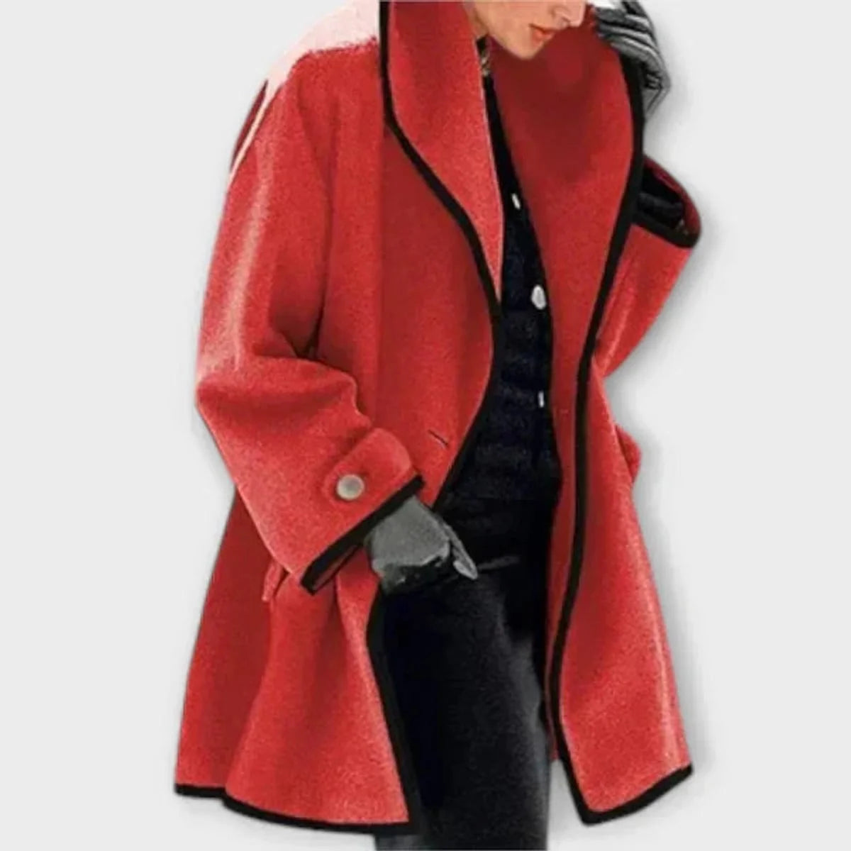 Orla Women's Coat | Wool-Look, Oversized Design with Contrast Trim 2