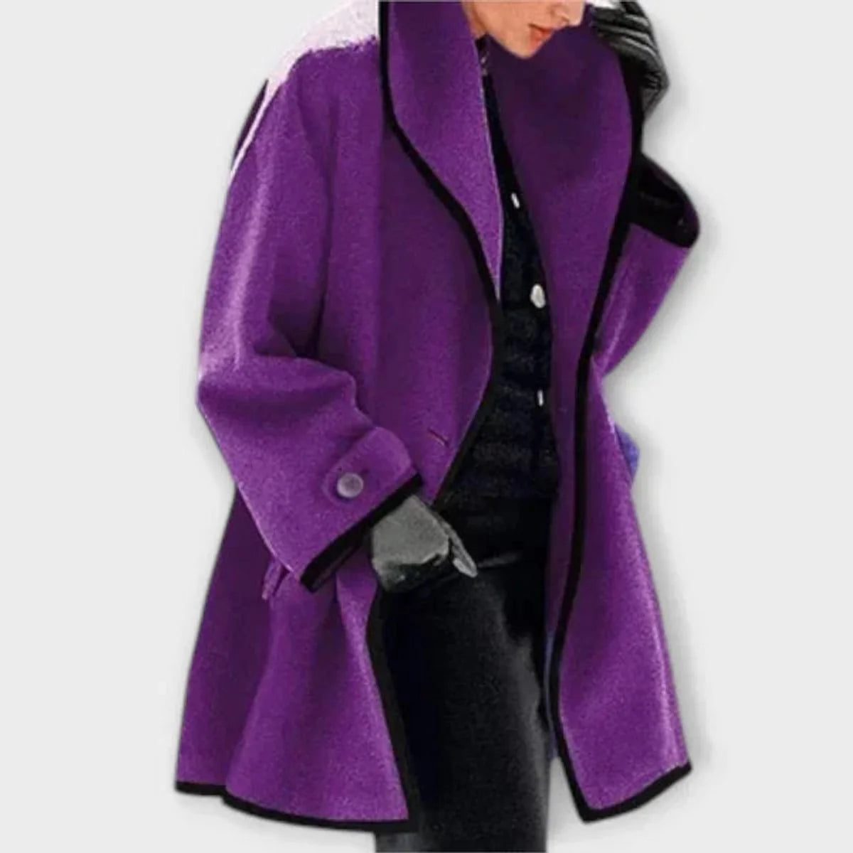 Orla Women's Coat | Wool-Look, Oversized Design with Contrast Trim 5