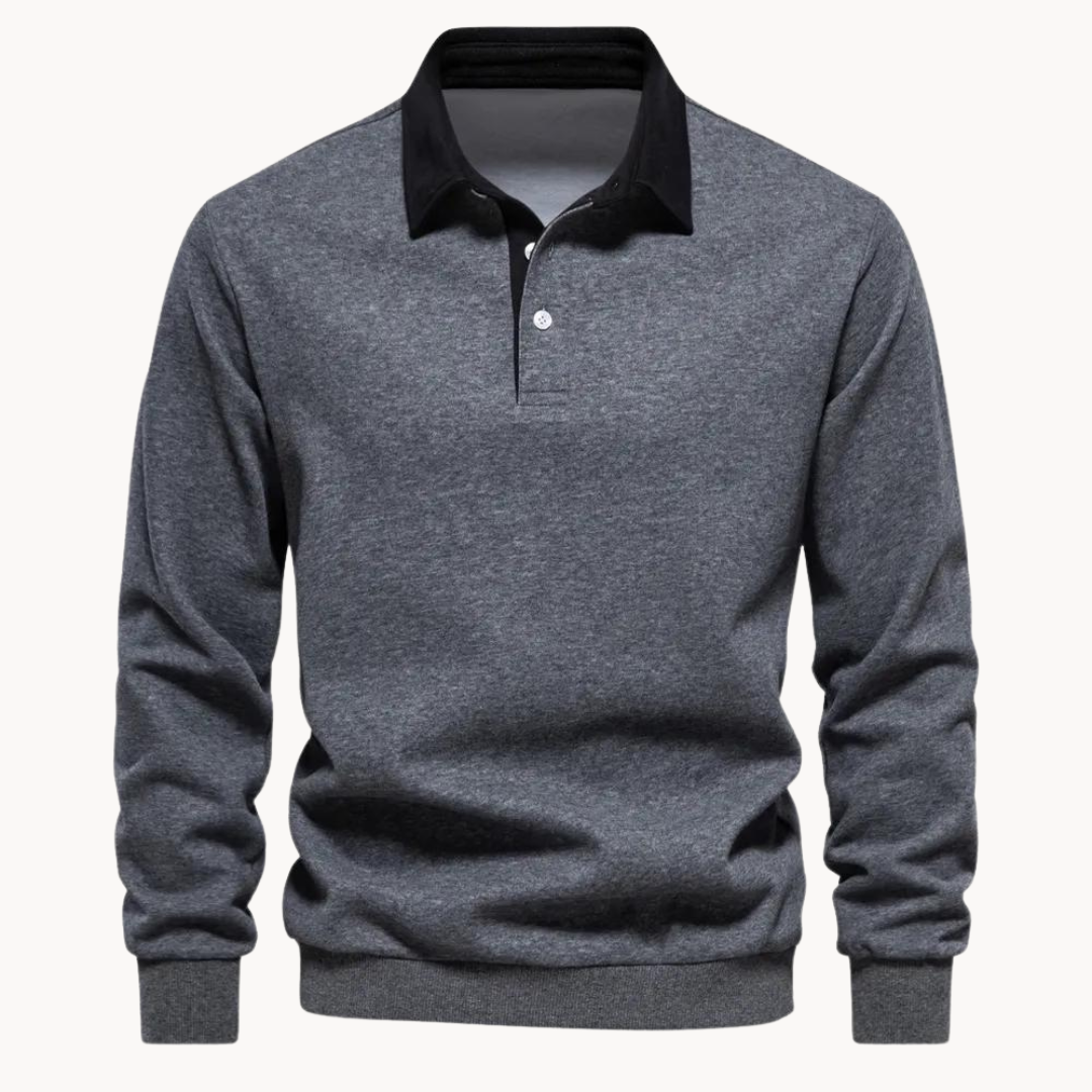 Parker Men's Long Sleeve Sweatshirt | Contrast Collar, Casual Elegance 0