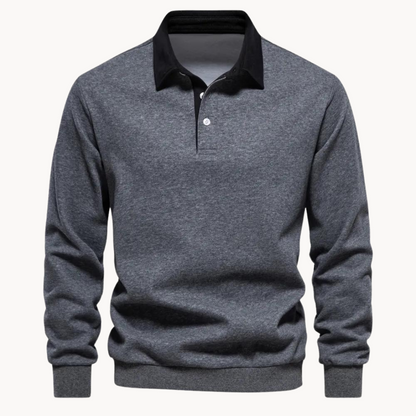Parker Men's Long Sleeve Sweatshirt | Contrast Collar, Casual Elegance 0