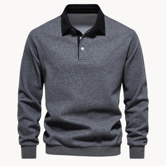 Parker Men's Long Sleeve Sweatshirt | Contrast Collar, Casual Elegance 0