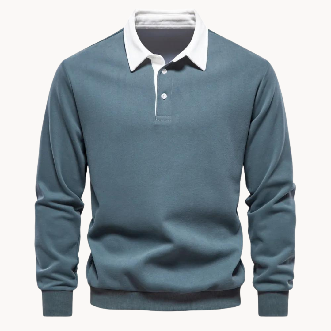 Parker Men's Long Sleeve Sweatshirt | Contrast Collar, Casual Elegance 1