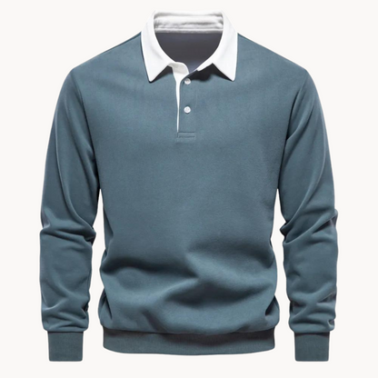 Parker Men's Long Sleeve Sweatshirt | Contrast Collar, Casual Elegance 1