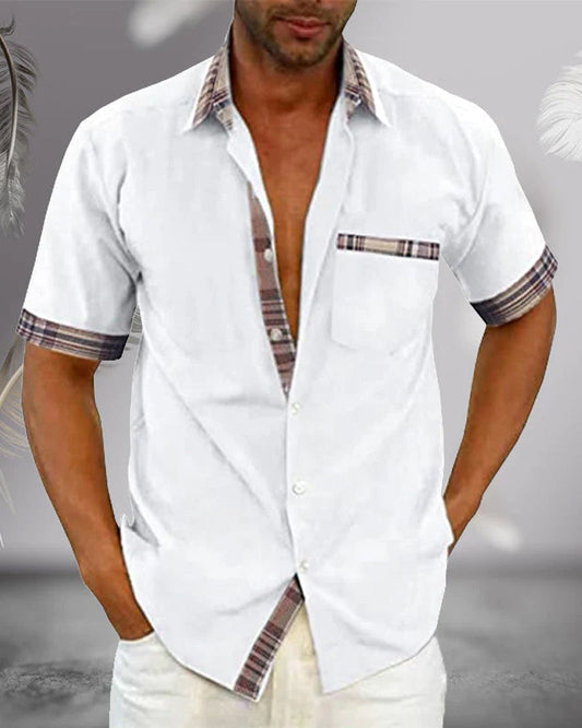Parker Men's Short Sleeve Shirt | Classic Collar, Front Pocket 0