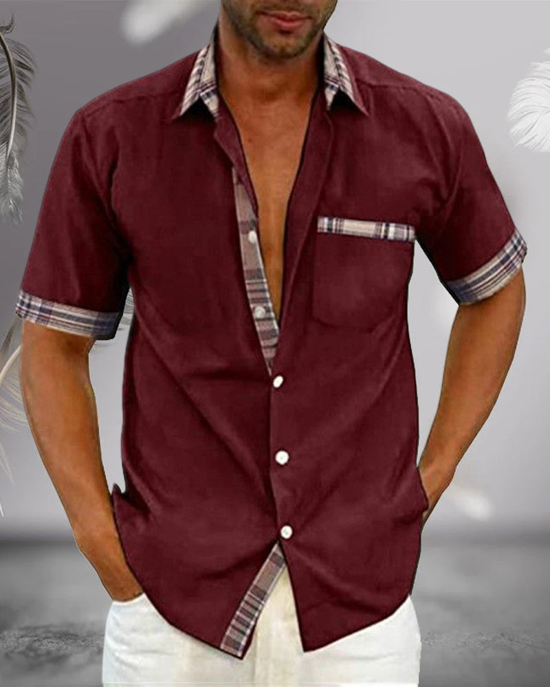 Parker Men's Short Sleeve Shirt | Classic Collar, Front Pocket 3