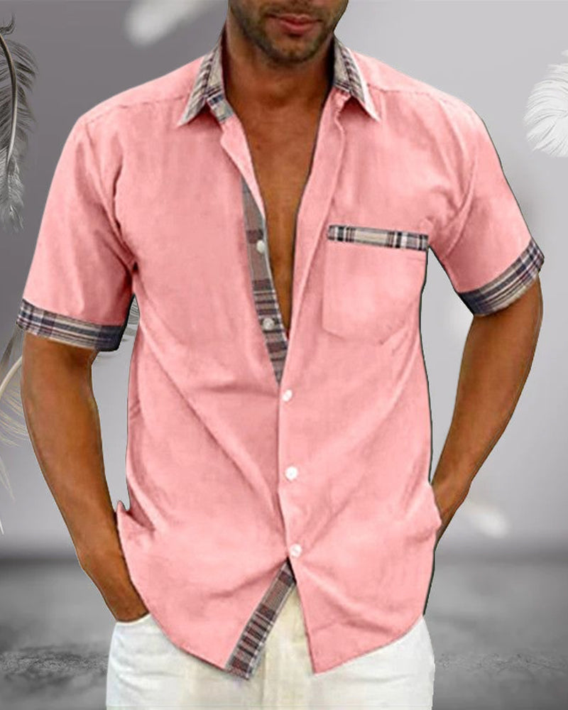 Parker Men's Short Sleeve Shirt | Classic Collar, Front Pocket 6