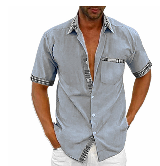 Parker Men's Short Sleeve Shirt | Classic Collar, Front Pocket 7