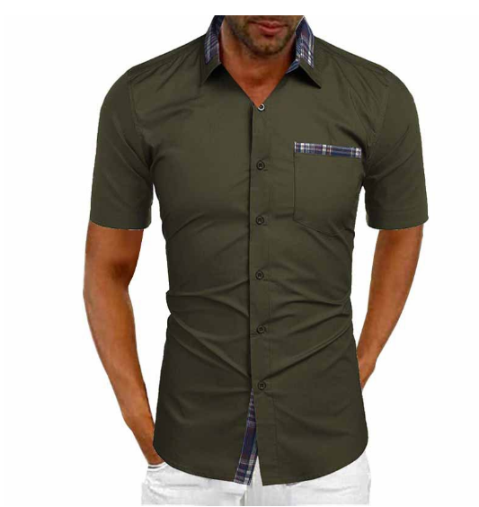 Parker Men's Short Sleeve Shirt | Classic Collar, Front Pocket 8