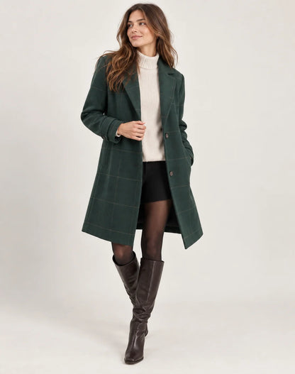 Peyton Women's Long Coat | Checked Pattern, Slim Fit 0