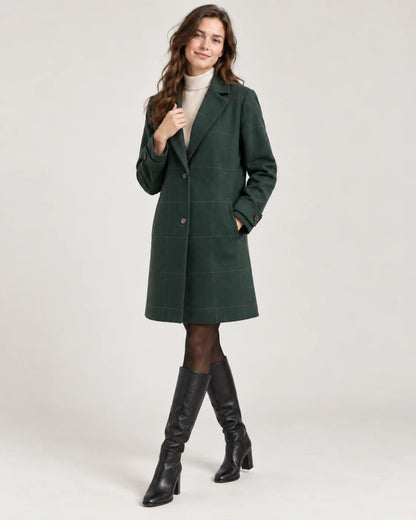 Peyton Women's Long Coat | Checked Pattern, Slim Fit 3