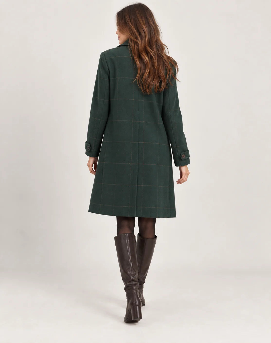 Peyton Women's Long Coat | Checked Pattern, Slim Fit 4