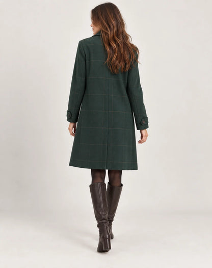 Peyton Women's Long Coat | Checked Pattern, Slim Fit 4