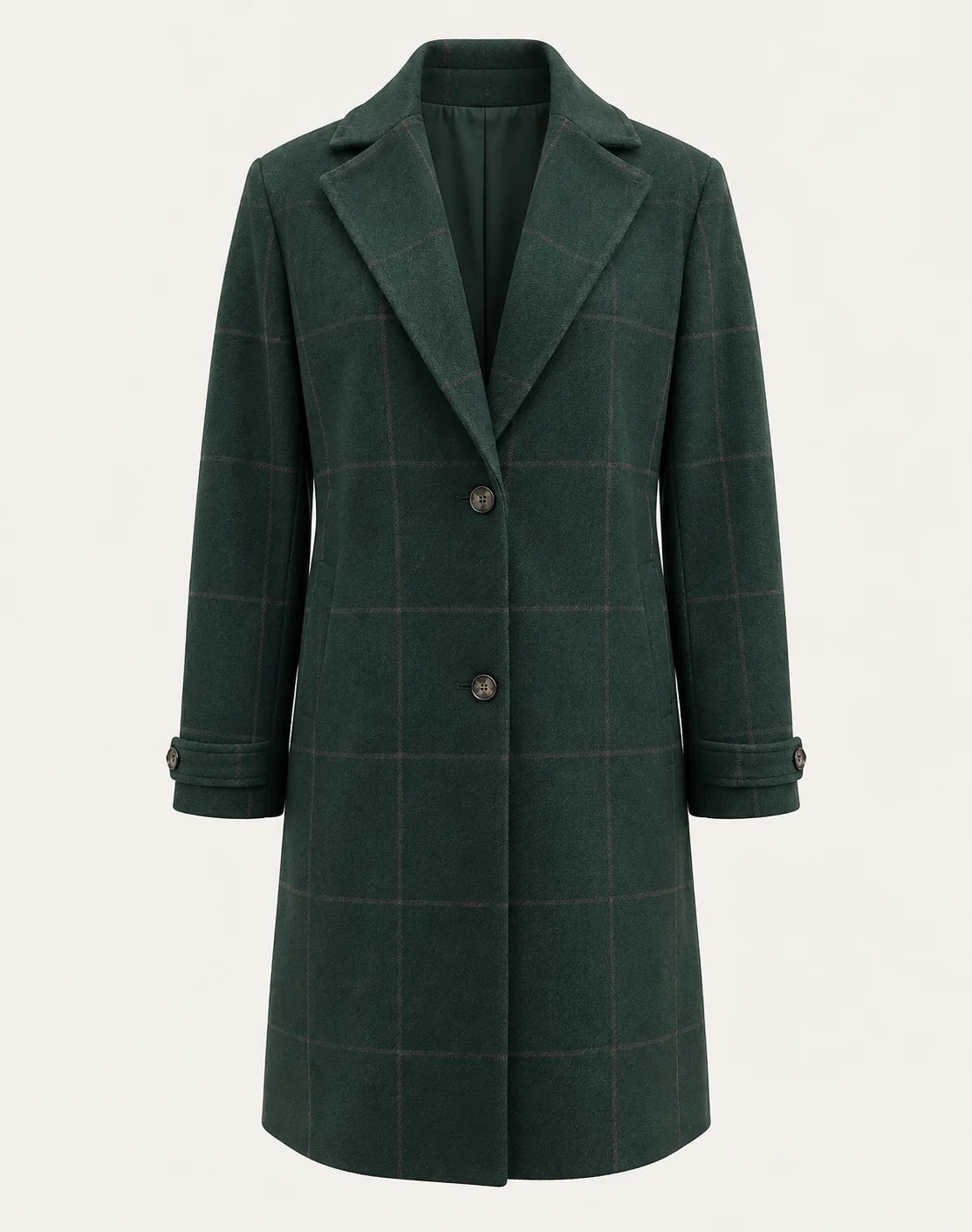 Peyton Women's Long Coat | Checked Pattern, Slim Fit 5