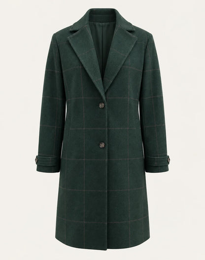 Peyton Women's Long Coat | Checked Pattern, Slim Fit 5