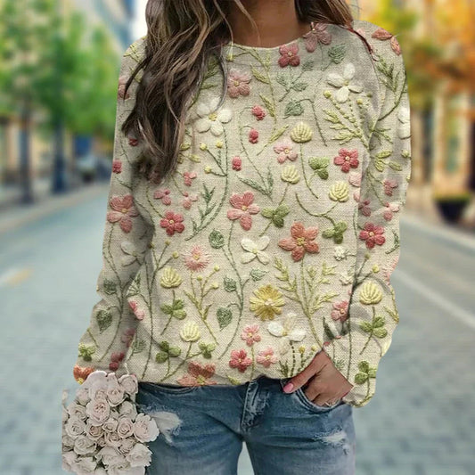 Pheona Women's Sweater | Floral Embroidery, Cozy Casual Style 0