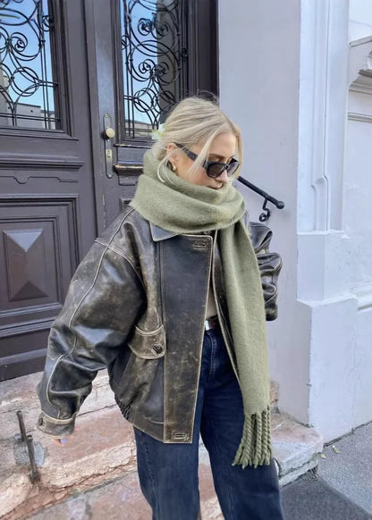 Piper Women's Bomber Jacket | Oversized Fit, Distressed Finish 3