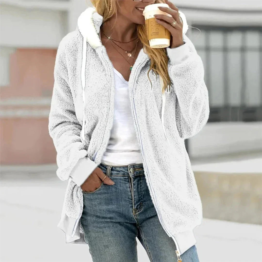 Poppy Women's Jacket | Hooded Plush Open Cardigan, Casual Comfort 4