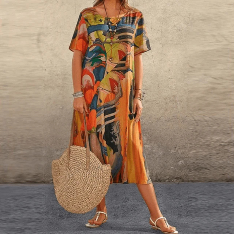 Poppy Women's Midi Dress | Airy Floral Print, Summer Essential 1