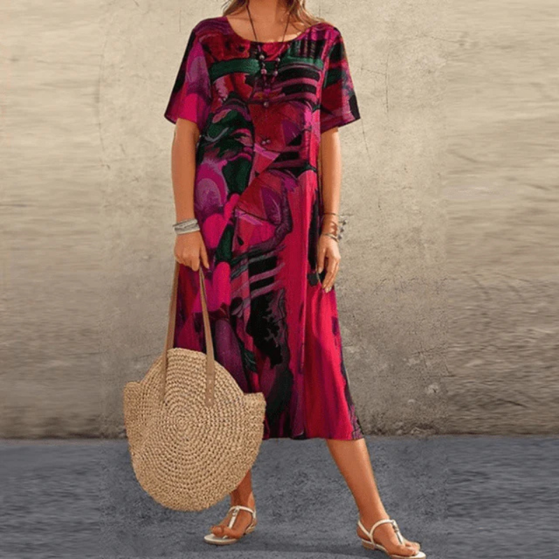 Poppy Women's Midi Dress | Airy Floral Print, Summer Essential 3