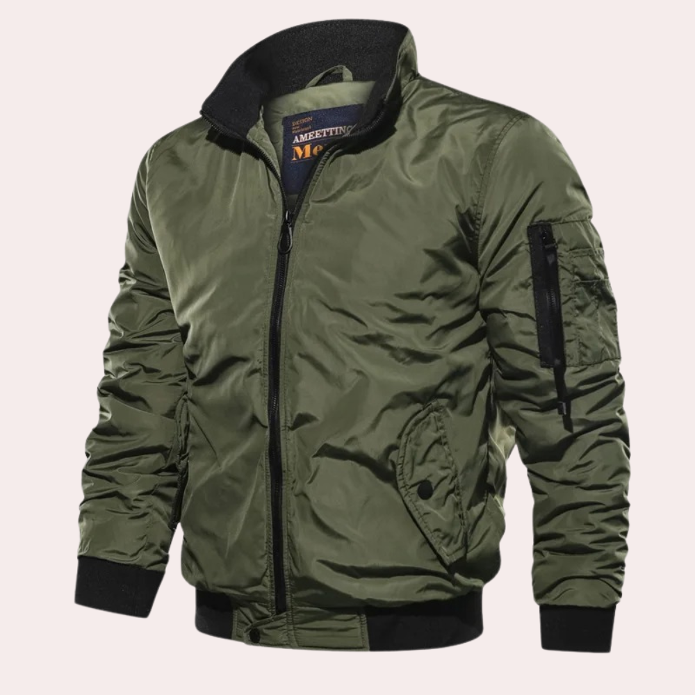 Raven Men's Bomber Jacket | Casual Zip-Up with Pockets 0
