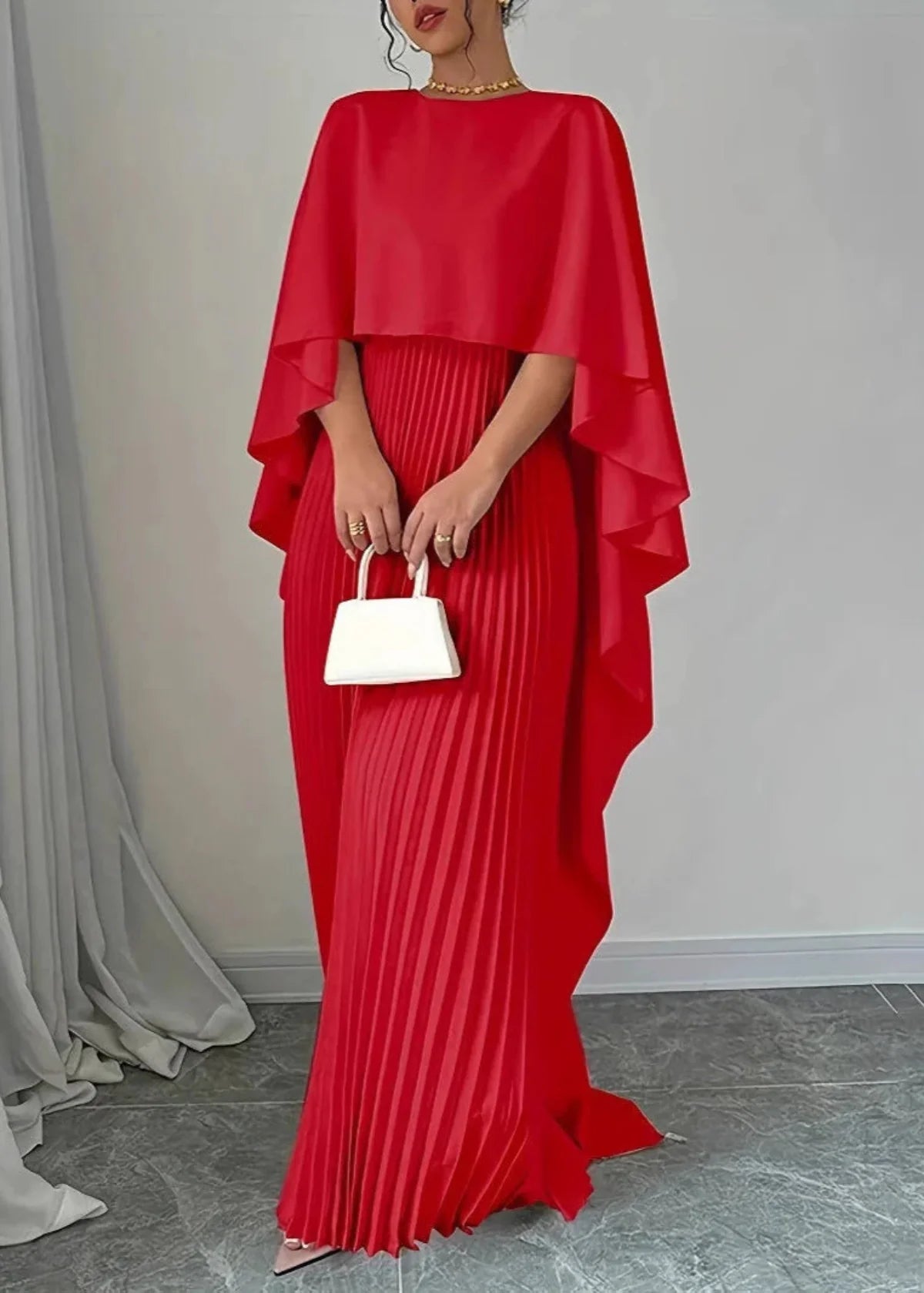 Raven Women's Maxi Dress | Elegant Cape Overlay for Formal Events 3