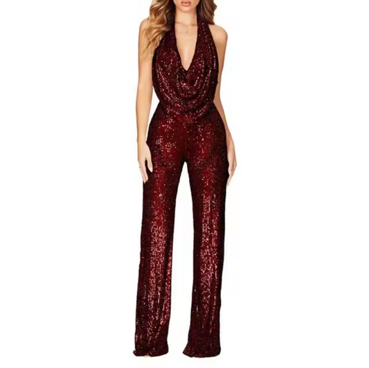 Ravishing Women's Jumpsuit | Sequin Halter Neck, Elegant Evening Wear 0