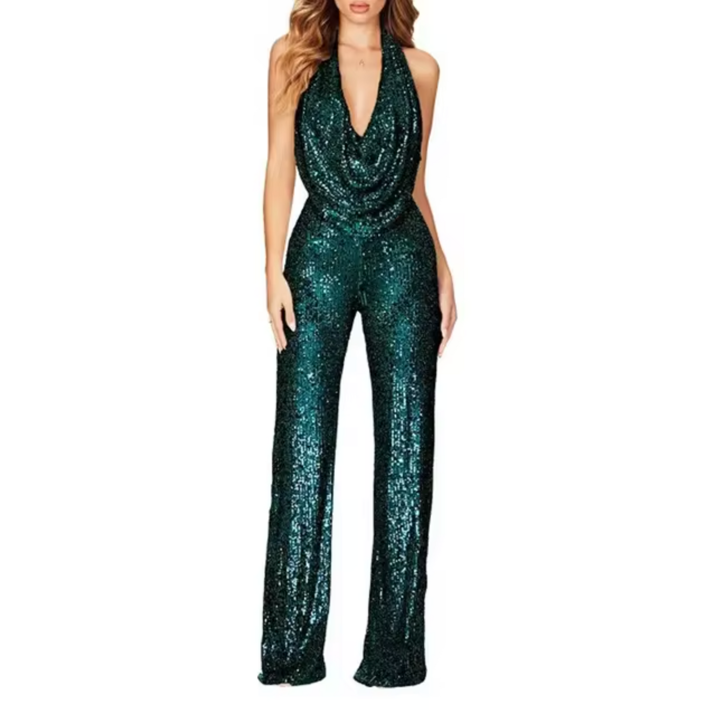 Ravishing Women's Jumpsuit | Sequin Halter Neck, Elegant Evening Wear 10
