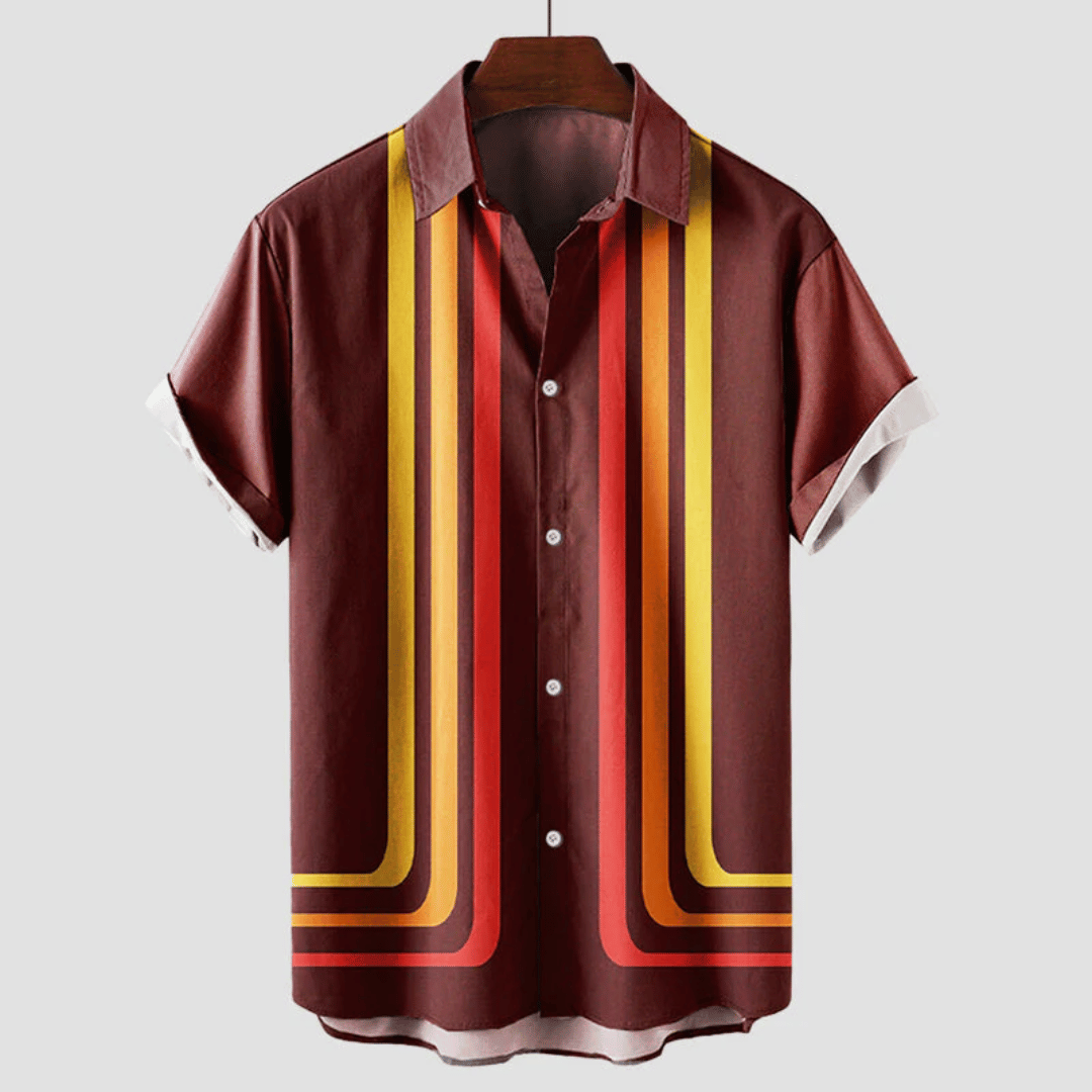 Rico Men's Short Sleeve Shirt | Vintage Striped Design 2