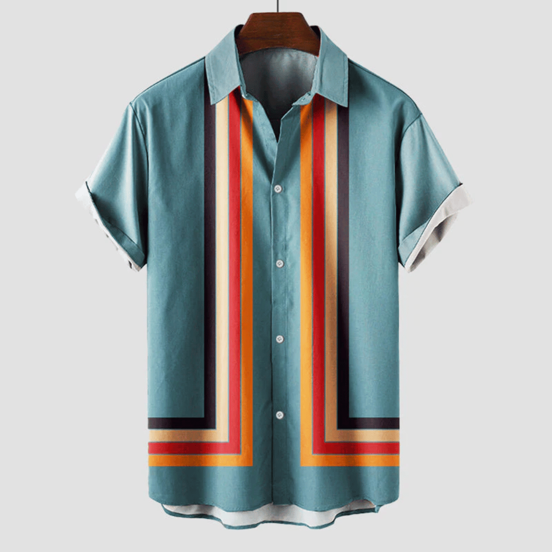 Rico Men's Short Sleeve Shirt | Vintage Striped Design 3