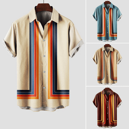 Rico Men's Short Sleeve Shirt | Vintage Striped Design 4