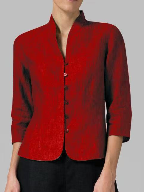 Rina Women's Blouse | Sophisticated Stand-Up Collar, 3/4 Sleeves 0
