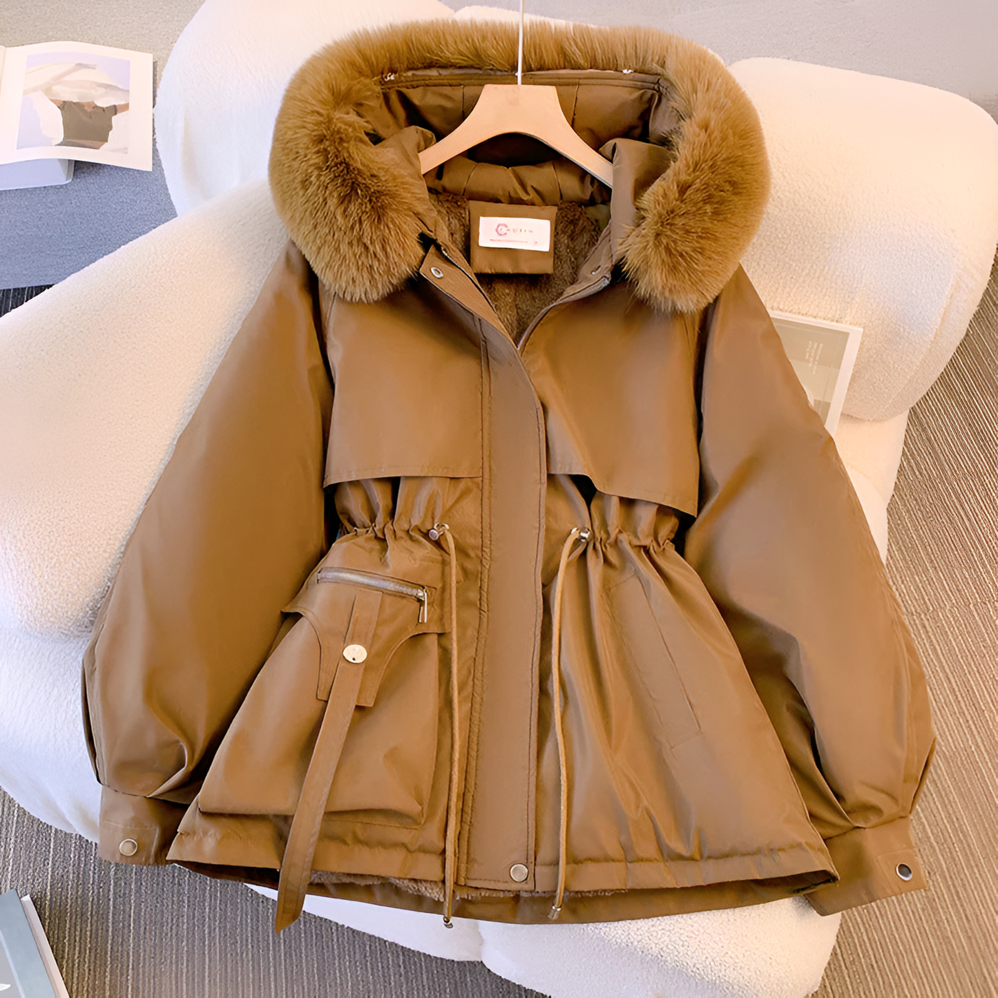 Rina Women's Winter Coat | Plush Faux Fur Collar, Casual 3