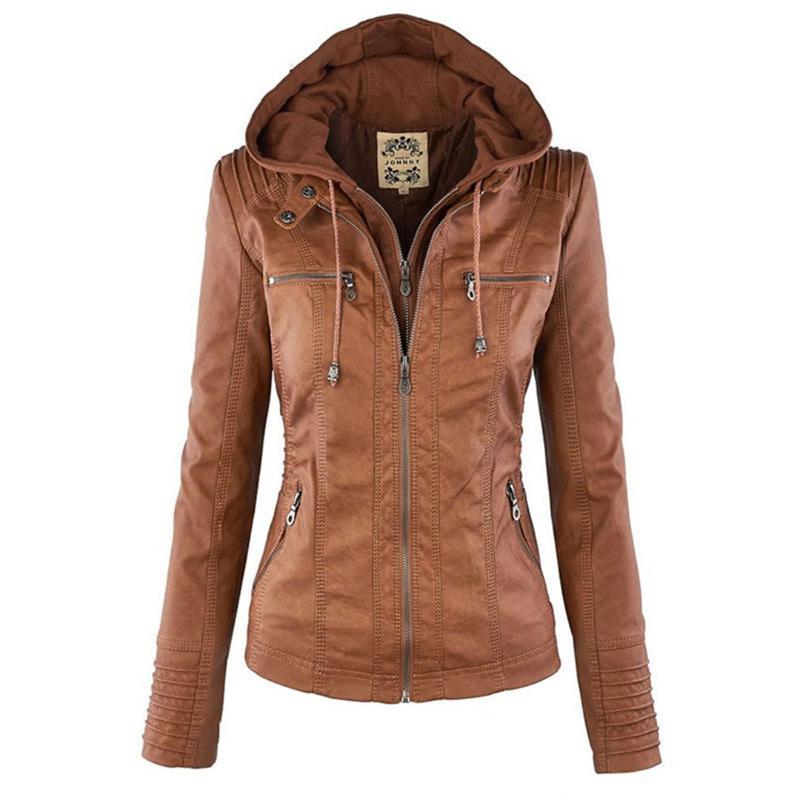Sable Women's Moto Jacket | Faux Leather, Slim Fit, Detachable Hood 0