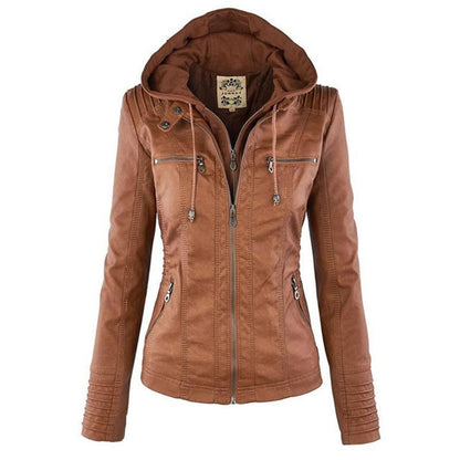 Sable Women's Moto Jacket | Faux Leather, Slim Fit, Detachable Hood 0