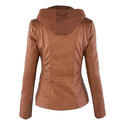 Sable Women's Moto Jacket | Faux Leather, Slim Fit, Detachable Hood 5
