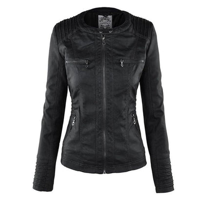 Sable Women's Moto Jacket | Faux Leather, Slim Fit, Detachable Hood 7
