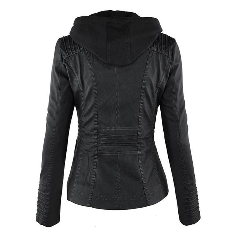 Sable Women's Moto Jacket | Faux Leather, Slim Fit, Detachable Hood 8