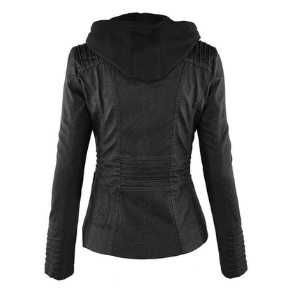 Sable Women's Moto Jacket | Faux Leather, Slim Fit, Detachable Hood 8