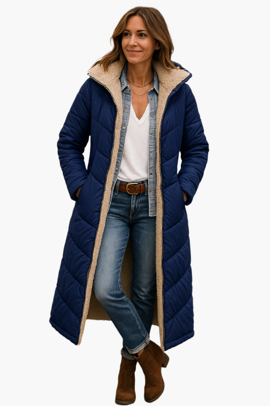 Samantha Women's Long Hooded Coat | Plush Lining, Stylish 1