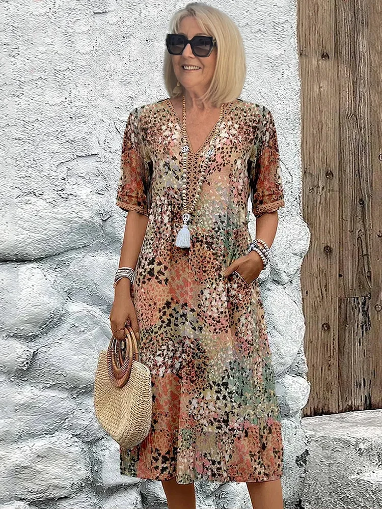 Samantha Women's Midi Dress | Floral Print, Elegant Tummy Coverage 0