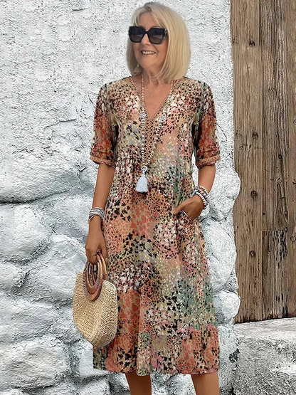 Samantha Women's Midi Dress | Floral Print, Elegant Tummy Coverage 0