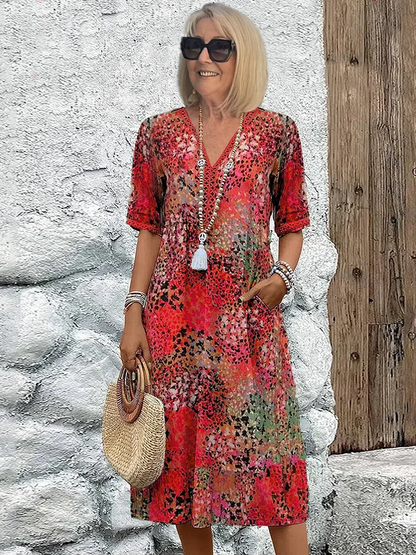 Samantha Women's Midi Dress | Floral Print, Elegant Tummy Coverage 1