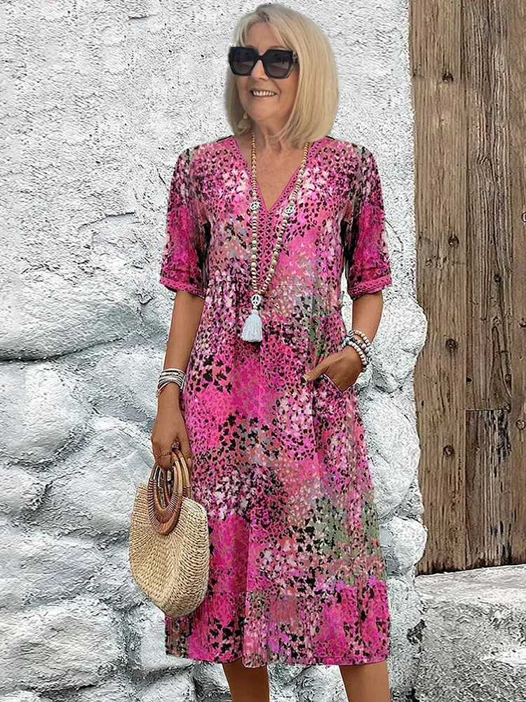 Samantha Women's Midi Dress | Floral Print, Elegant Tummy Coverage 3
