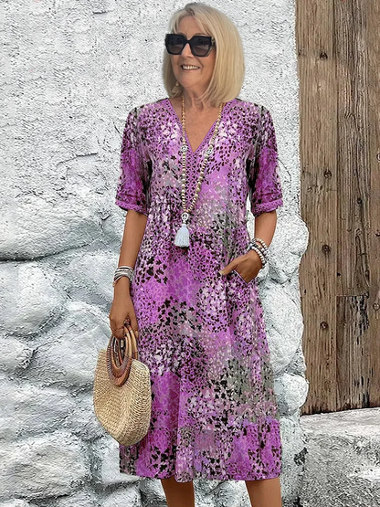 Samantha Women's Midi Dress | Floral Print, Elegant Tummy Coverage 4