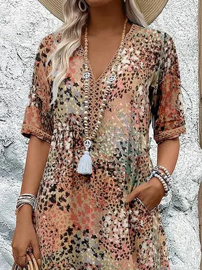 Samantha Women's Midi Dress | Floral Print, Elegant Tummy Coverage 5