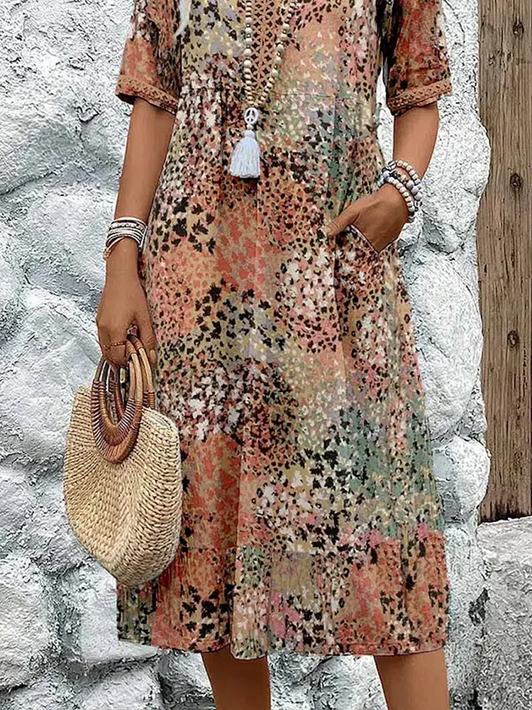 Samantha Women's Midi Dress | Floral Print, Elegant Tummy Coverage 6